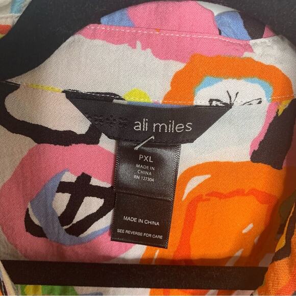 Ali Miles colorful abstract patchwork blouse Petite XL lagenlook art to wear - Picture 5 of 8